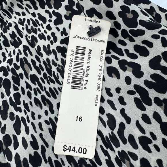 Worthington Leopard Print Skirt Size 16 NWT Lined Western Khaki Animal Print - Picture 3 of 10